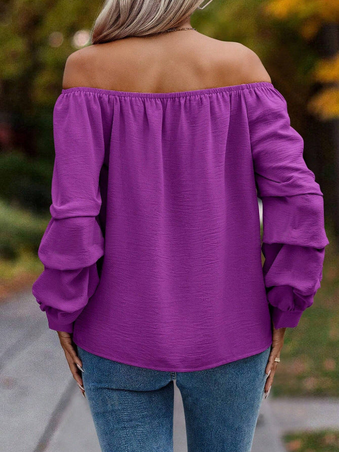 Shoulder-baring Nodule Long Sleeve Shirt