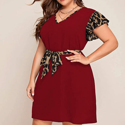 Leopard Print Stitching Loose Dress