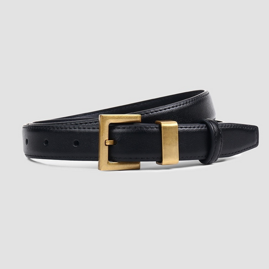 Women's Soft All-match Leather Pin Buckle Black Wide Belt