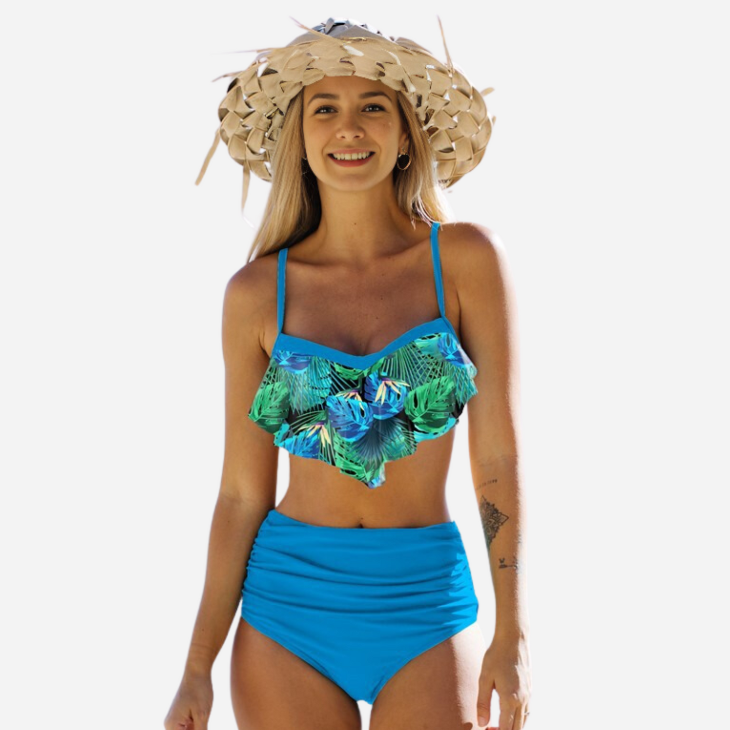 Flower Print Pleated Bikini Set - Magic Moon Store