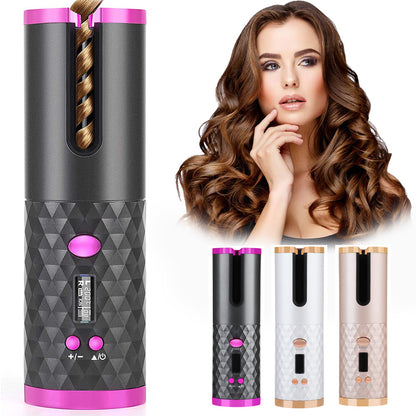 Rechargeable Automatic Hair Curler Women Iron LCD Display Ceramic