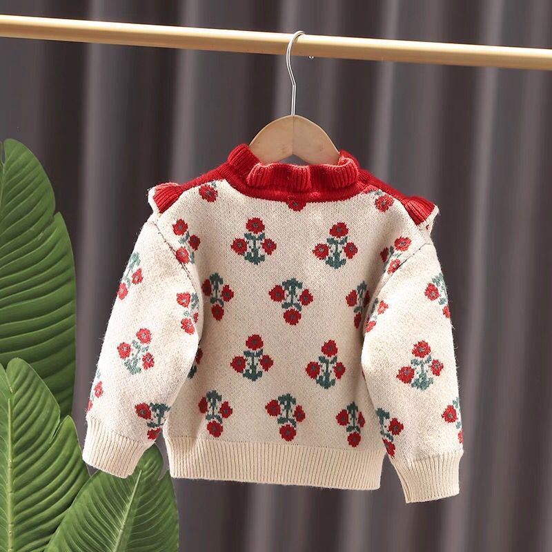 Fleece-lined Pullover Baby Girl Sweater