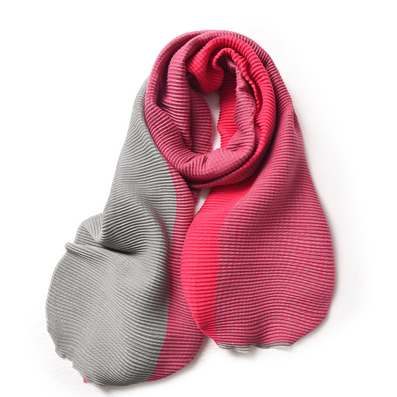 Gradient Mixed-color Winter Double-sided Wrinkled Imitation Cashmere Scarf For Women