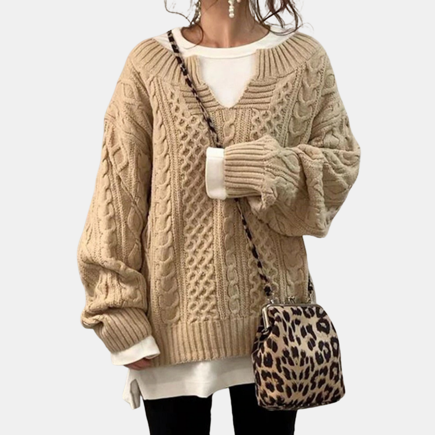 Linen Pattern Sweater Casual Knit Sweater