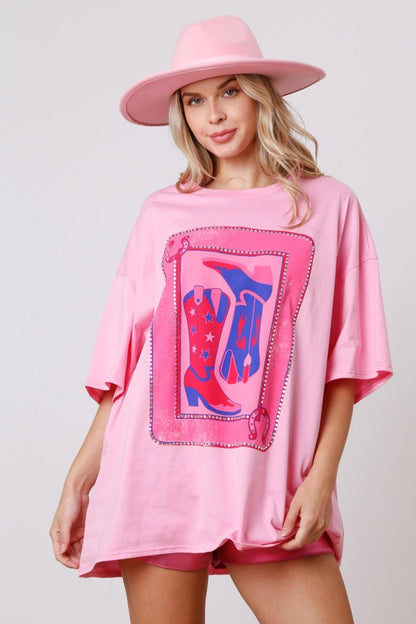 Printed Rhinestones Women's T-shirt