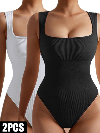 2 Pack One Piece Jumpsuits Ribbed Workout Seamless Tank Tops Rompers