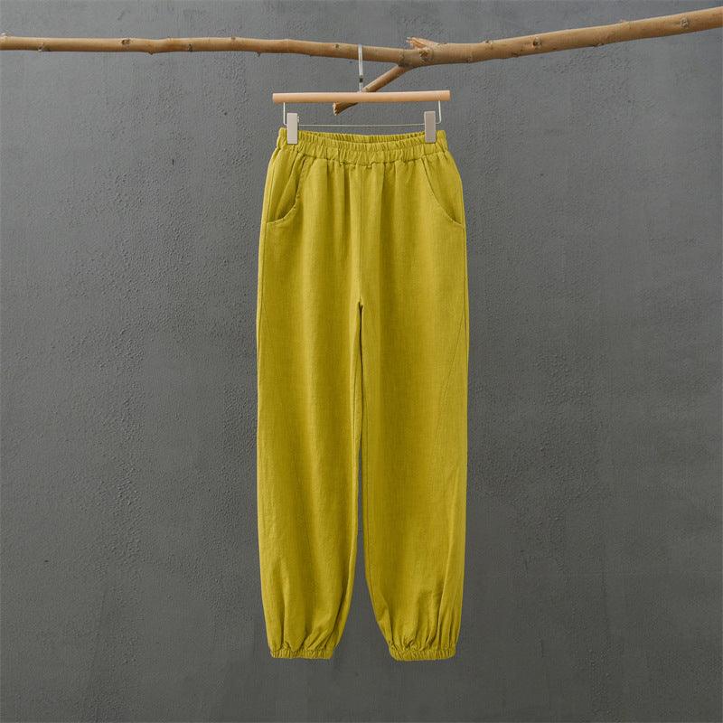 Cotton & Linen Slub Casual Trousers