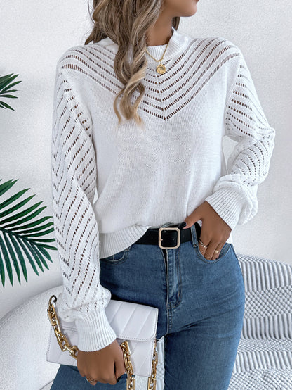 Hollow Round Neck Pullover Sweater