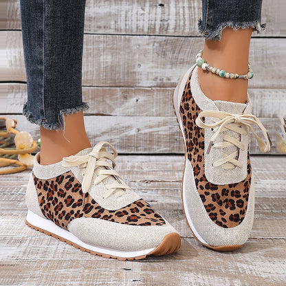 Leopard Print Lace Up Flats Shoes - Magic Moon Store