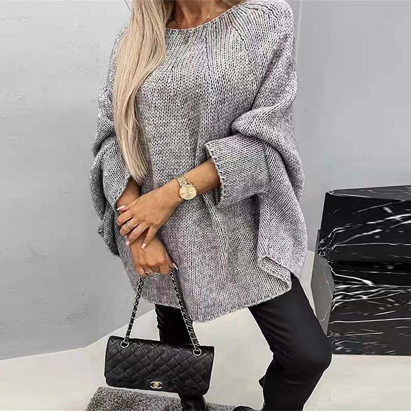 Loose Batwing Sleeve Oversized Knitted Shawl Sweater