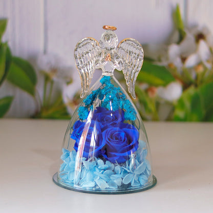 Eternal Flower Gift Box Angel Glass Cover Dried Rose Valentine's Day Home Decor