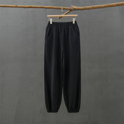 Cotton & Linen Slub Casual Trousers