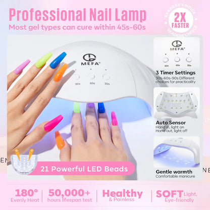 SET 32 Colors Gel Nail Polish Kit with U V Light Lamp