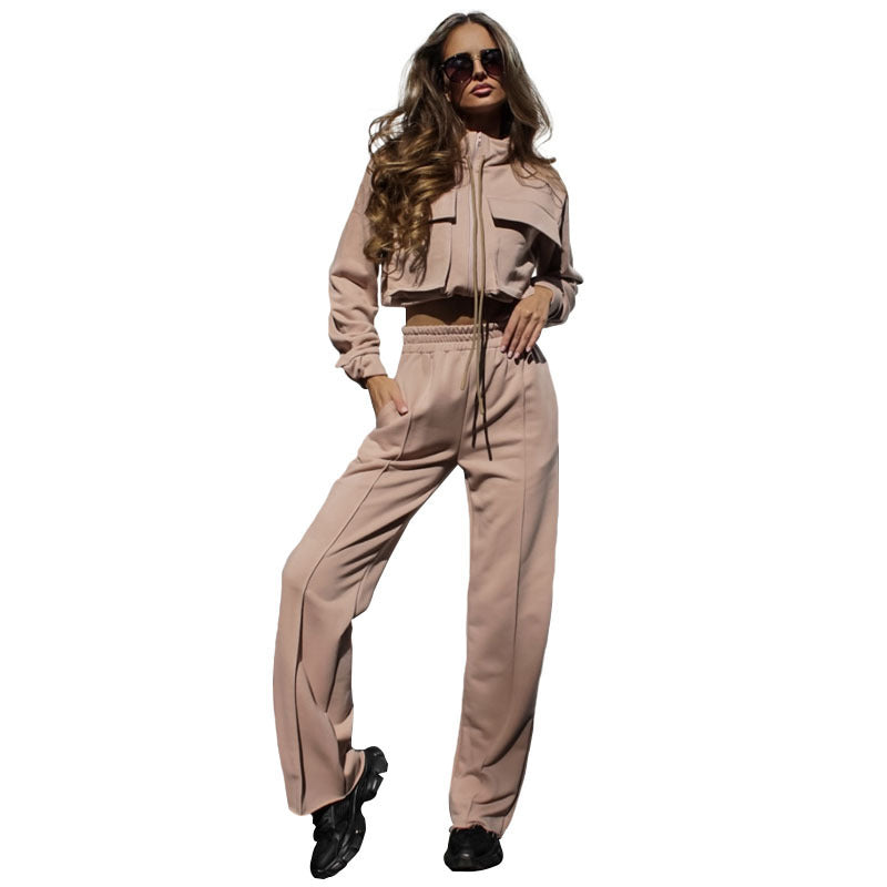 Long Sleeve Top Fashion Casual Trousers Set