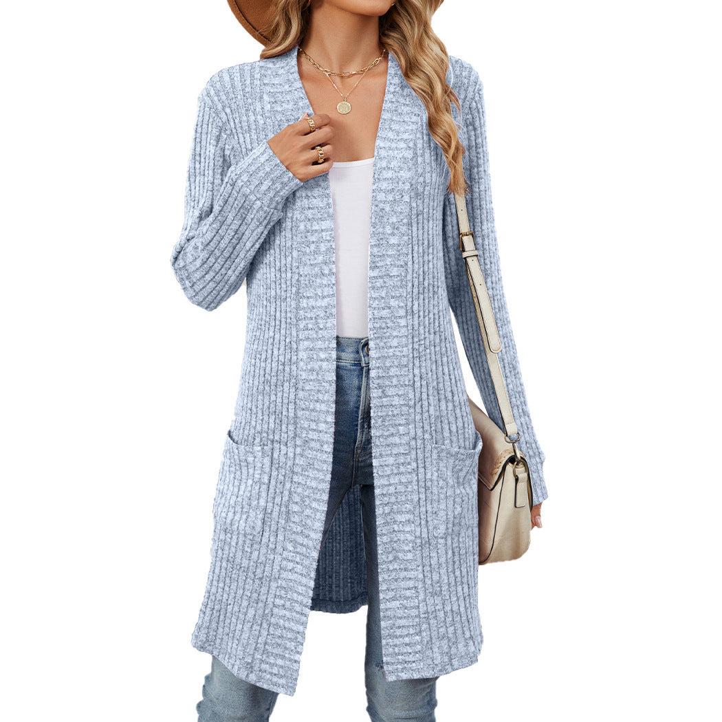 Long Sleeve Loose Pockets Cardigan - Magic Moon Store