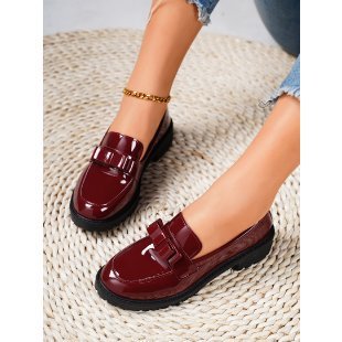 Patent Leather Glossy Tassel Mid Heel Retro Loafers - Magic Moon Store