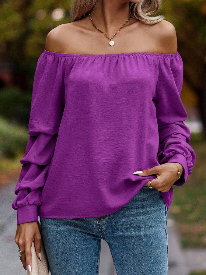 Shoulder-baring Nodule Long Sleeve Shirt