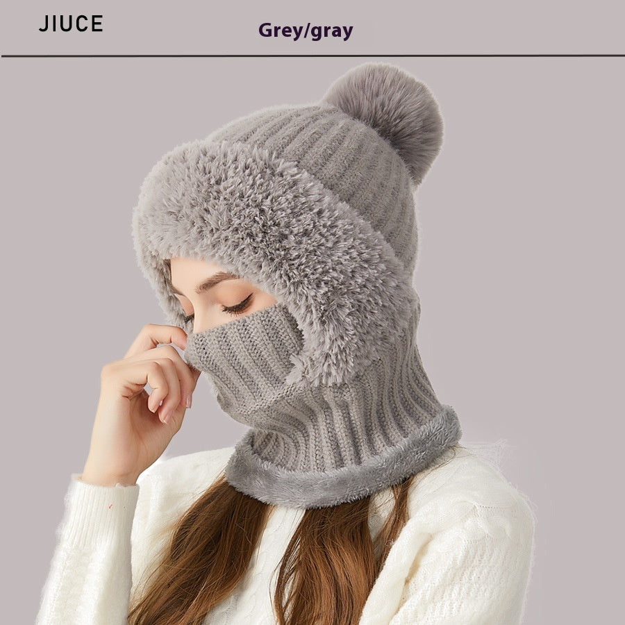 Solid Color Knitted Hat & Scarf Mask - Magic Moon Store