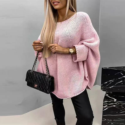 Loose Batwing Sleeve Oversized Knitted Shawl Sweater