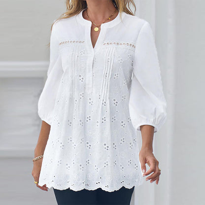 Lace Hollow White Blouse