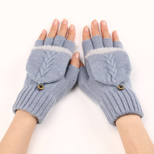 Wool Fingerless Gloves Women's Warm Knitted - Magic Moon Store