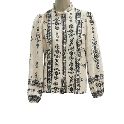 French Style Cotton And Linen Long Sleeve Shirt