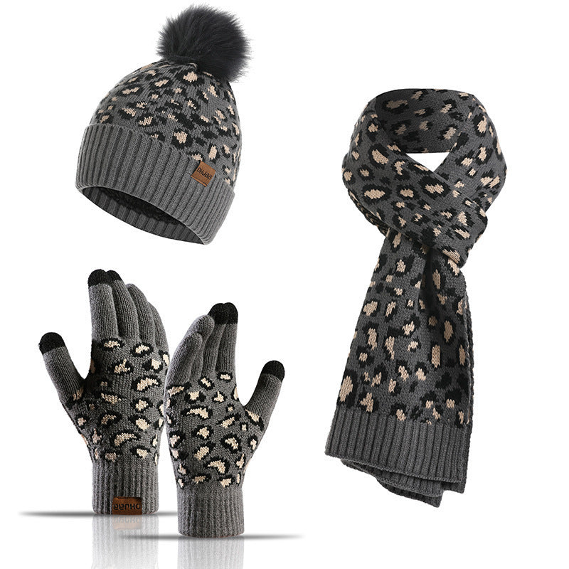 Three-piece Warm Knitted Woolen Hat, Scarf And Gloves - Magic Moon Store