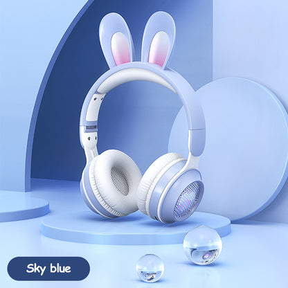 Rabbit Ear Headphones Wireless Luminous Extendable Wheat Headphones