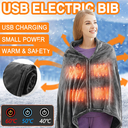 Winter Flannel Cold Protection Body Warmer Usb  Heated Plush Blanket