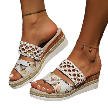 Plus Size Rope Bottom Platform Sandals - Magic Moon Store