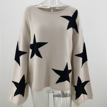 Five Pointed Star Geometric Loose  Sweater