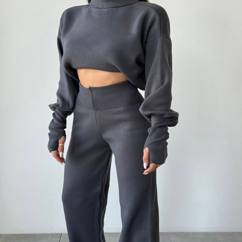 Turtleneck Loose Long Sleeve Sweatshirt & Pants Casual Set