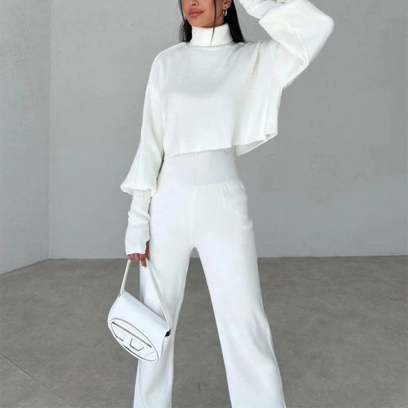 Turtleneck Loose Long Sleeve Sweatshirt & Pants Casual Set