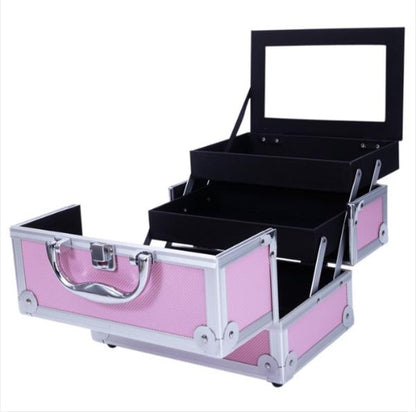 Aluminum Alloy Portable Makeup Case With Mirror