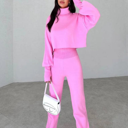 Turtleneck Loose Long Sleeve Sweatshirt & Pants Casual Set