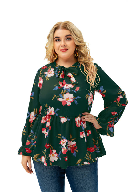 Floral Long-sleeved Blouse