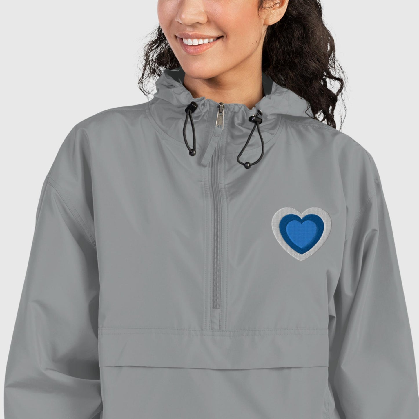 Blue Heart Embroidered Packable Jacket - Magic Moon Store