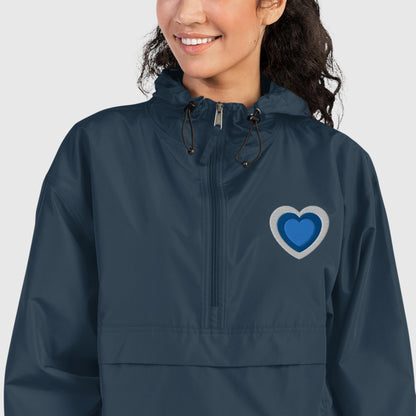 Blue Heart Embroidered Packable Jacket - Magic Moon Store