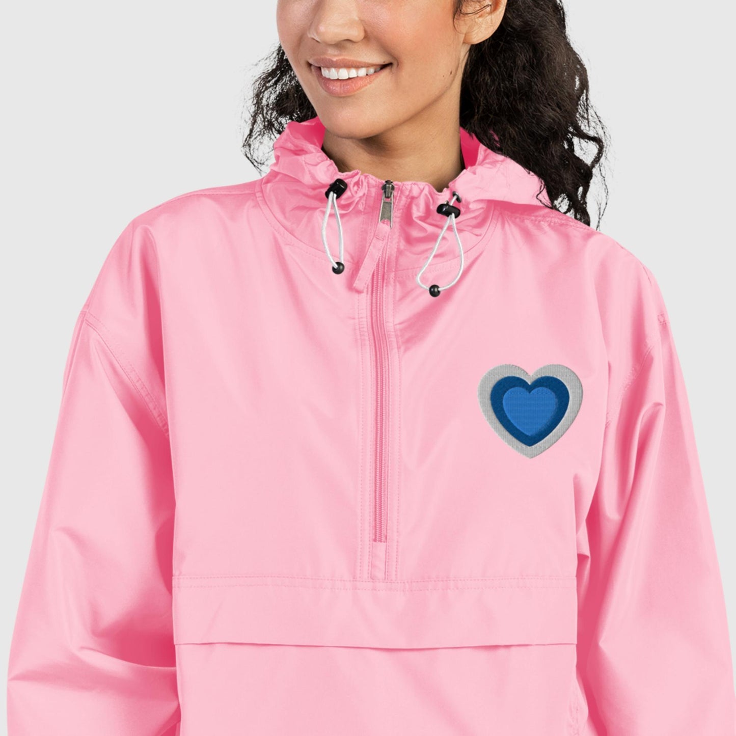 Blue Heart Embroidered Packable Jacket - Magic Moon Store