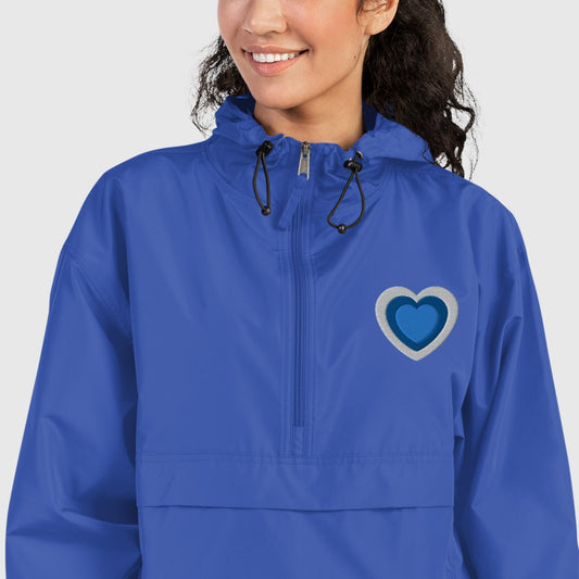 Blue Heart Embroidered Packable Jacket - Magic Moon Store