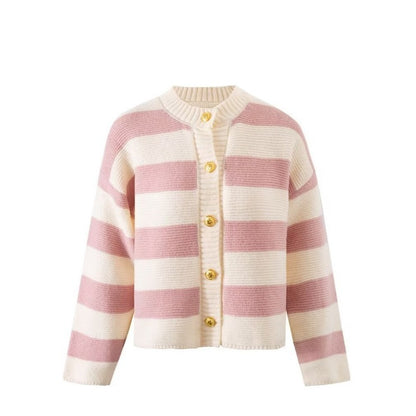 French Style Contrast Color Striped Sweater - Magic Moon Store