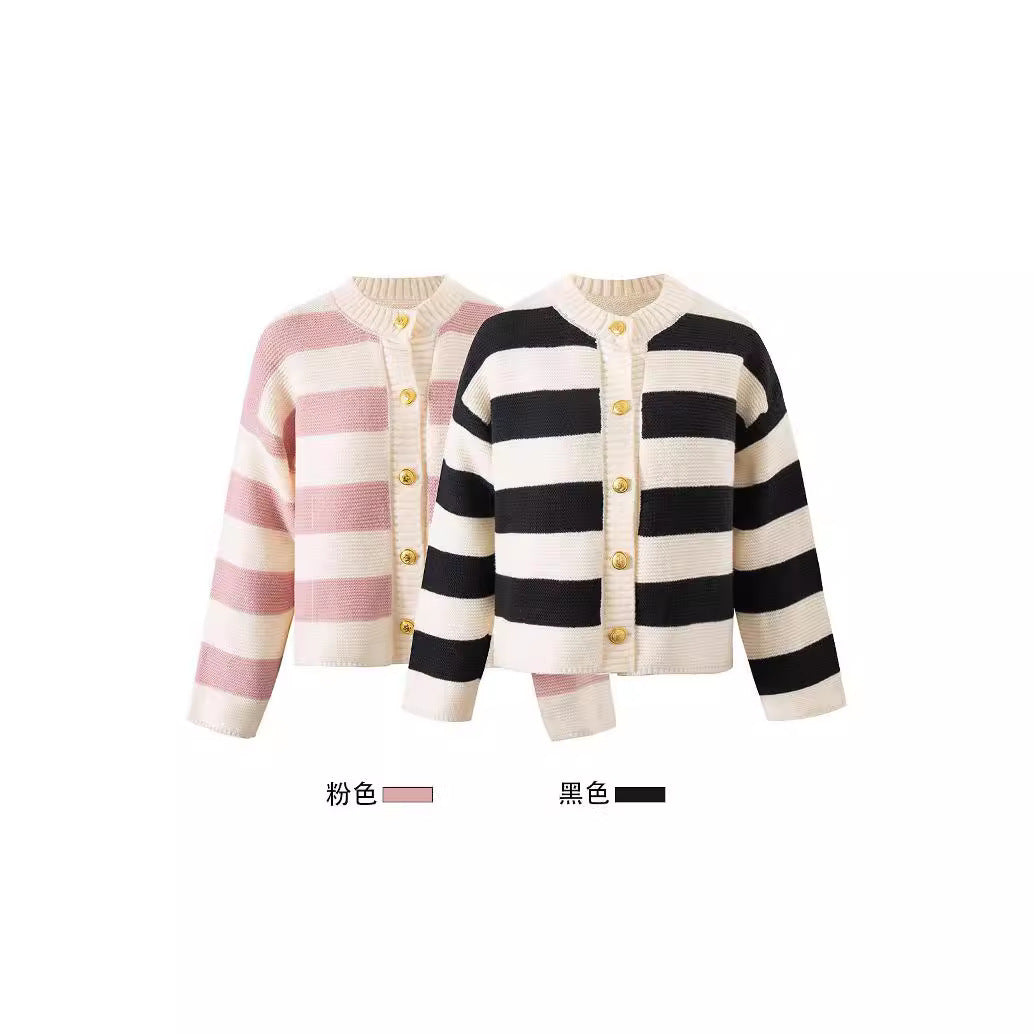 French Style Contrast Color Striped Sweater - Magic Moon Store