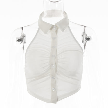 Halter Single-breasted Lapel Shirt