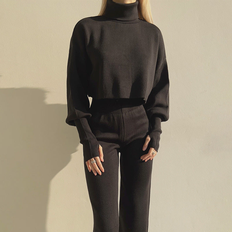 Turtleneck Loose Long Sleeve Sweatshirt & Pants Casual Set