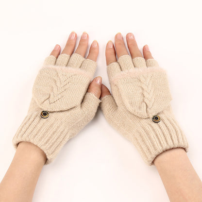 Wool Fingerless Gloves Women's Warm Knitted - Magic Moon Store