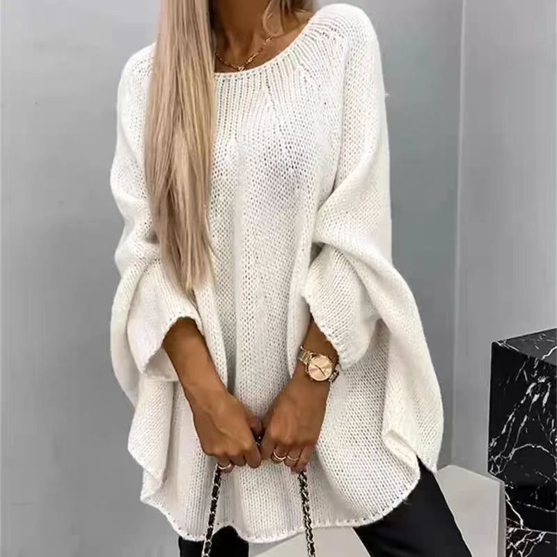 Loose Batwing Sleeve Oversized Knitted Shawl Sweater