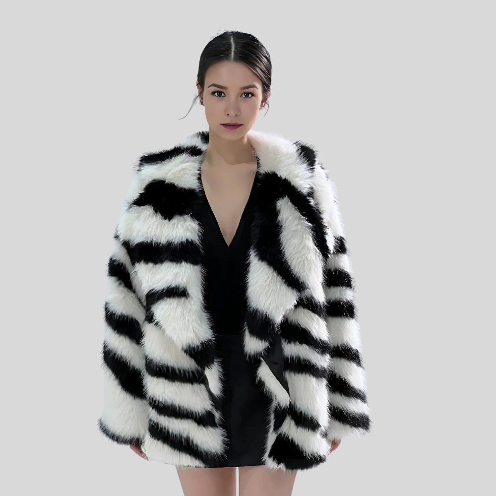 Zebra Print Imitation Fur Jacket - Magic Moon Store