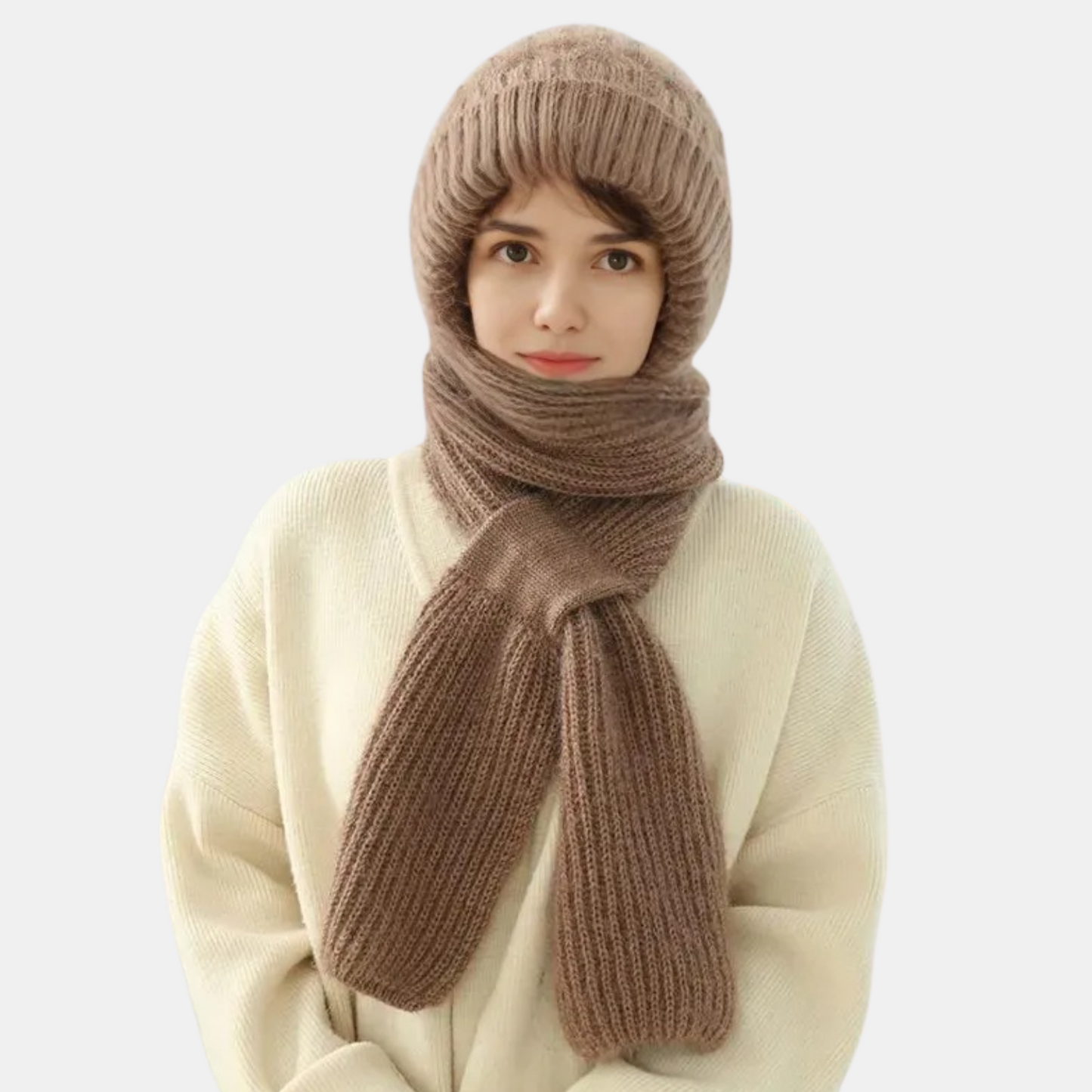 Women's Fleece-lined Scarf And Hat Winter Warm Knitted Hat Scarf