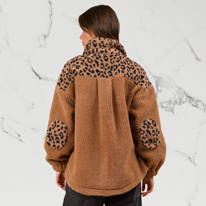 Leopard Print Button Down Long Sleeve Jacket