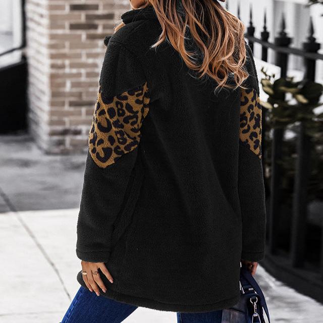 Leopard Print Stitching Fur Winter Long Coat - Magic Moon Store